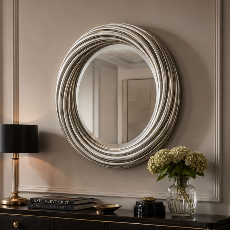 Mable Round Mirror, Silver