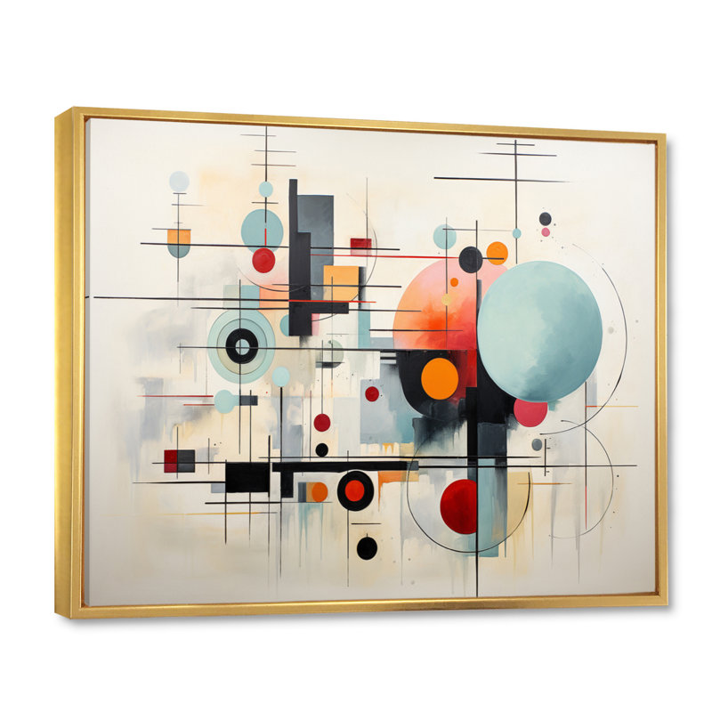 " Colourful Suprematism Geometric Metamorphosis ", 34" H x 44" W x 1.5" D, Gold Floater Framed