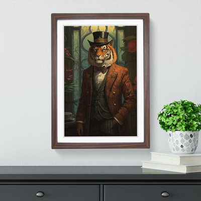 XYZ-FRM-V1223-6189 Tiger Victorian - Single Picture Frame Print on Wood