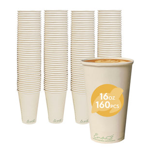 100% Compostable Disposable Coffee Cups Made From Bamboo [160 Pack] (Set of 160)