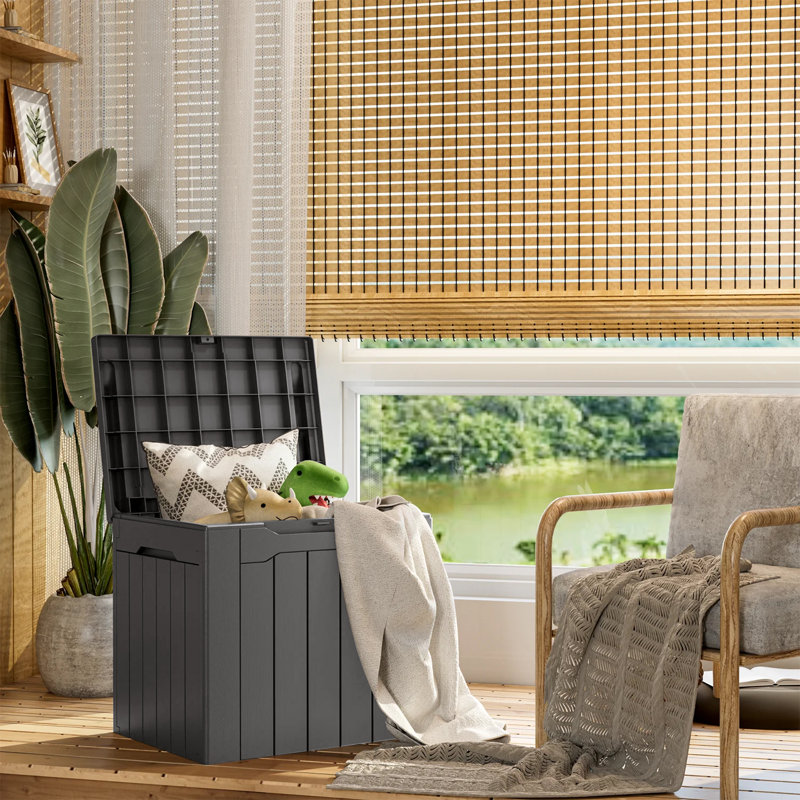 Coffre de terrasse verrouillable 32 gallons avec siège Devoko, gris
