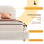 Lit plateforme grand avec tissu Boucle, lit plateforme tapissier Boucle