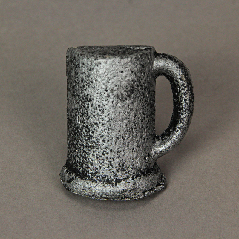 Antique silver cast iron beer mug cabinet knobs and drawer pulls, set of 6 — 1.5 in. wide x 1.25 in. deep x 1.75 in. high