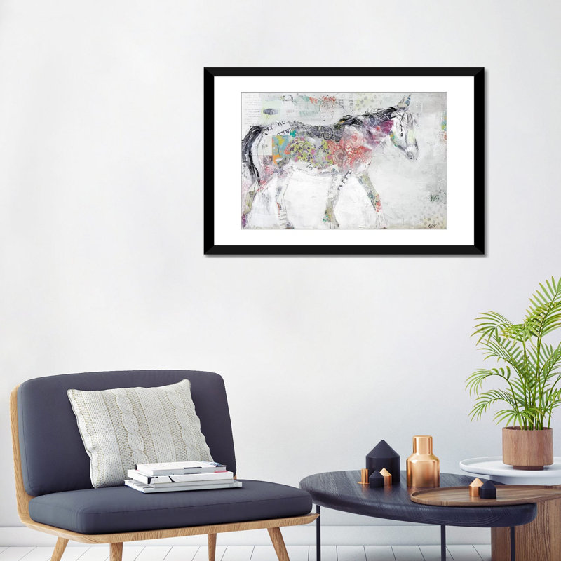 «Wild Pinto» par Kellie Day - impression sur toile tendue, H 16 po x l 24 po x P 1 po, Papier d'art encadré noir, Blanc