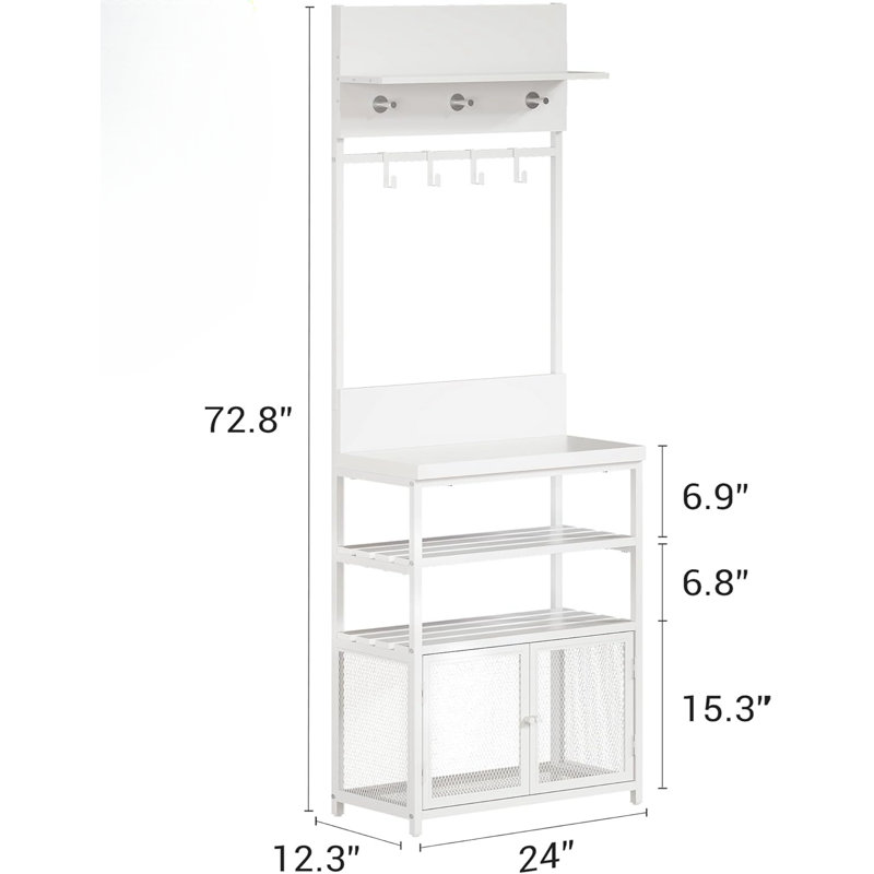 Iron Hall Tree with Bench and Shoe Storage