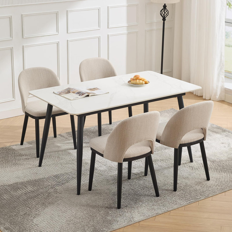 Upholstered Dining Chair, 1, Beige