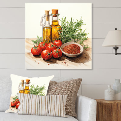 Red And Green Fragrant Herb Ensemble IV - Spices Metal Wall Art
