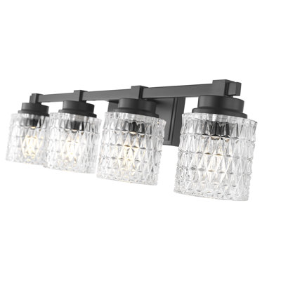 Meuble-lavabo 4 lumières noir mat 31,5 po Cisca