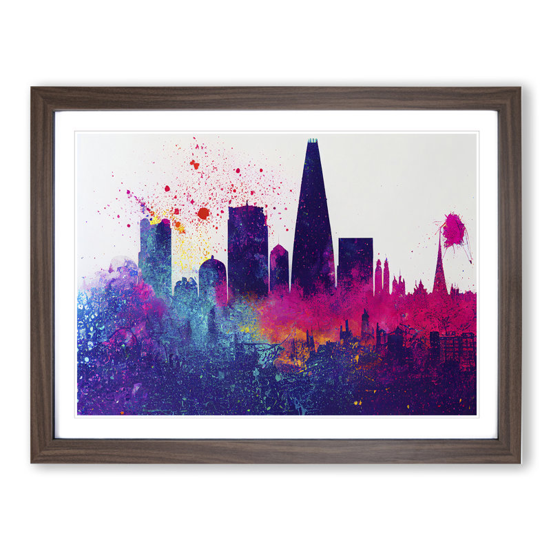 Skyscraper Skyline Vol.2 Abstract - Single Picture Frame Print, Walnut Framed, 34cm H x 46cm W x 2cm D