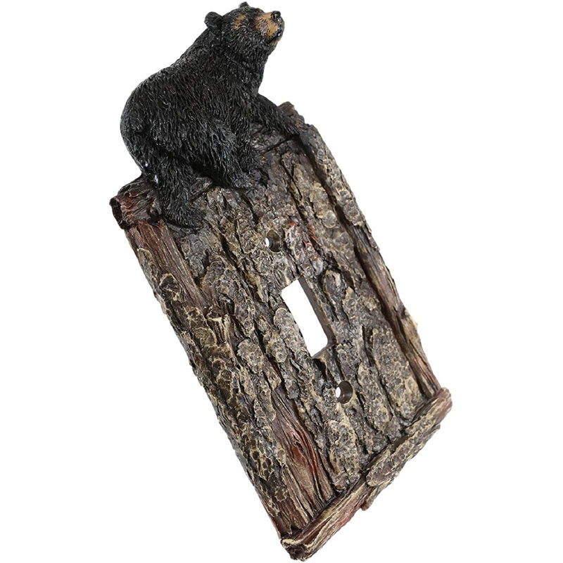 Jawaan, ensemble de 2 nouveautés Woodland Rustic Forest Black Bear par Rustic Tree Bark Electric Wall Li