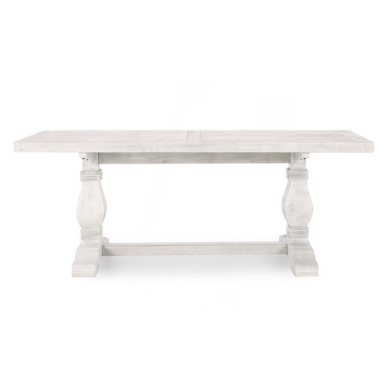Caleb 78" Dining Table Distressed, Antique White, 30"H x 38"L x 78"W