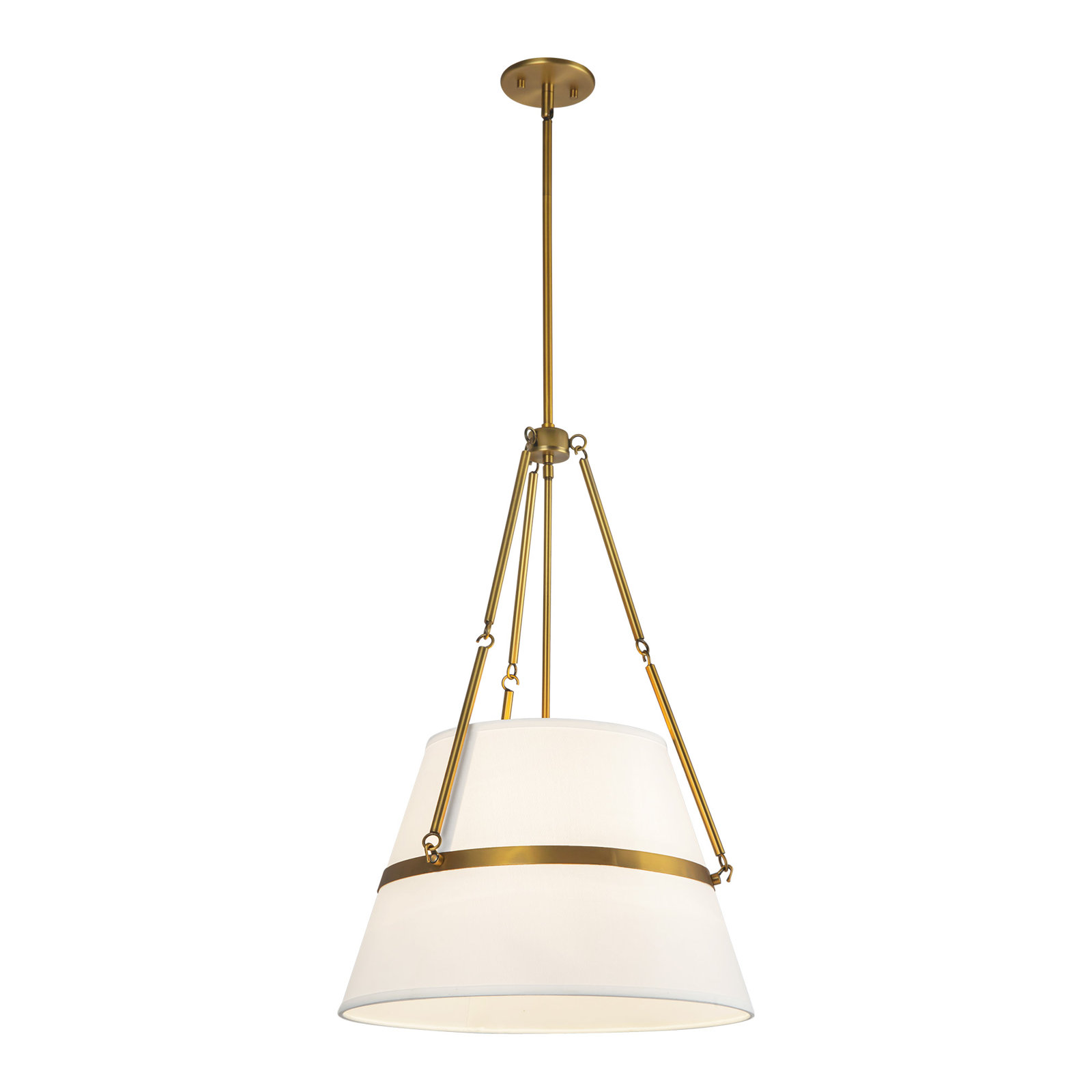 Oliver Single Light Linen Pendant, Aged Gold/White Linen