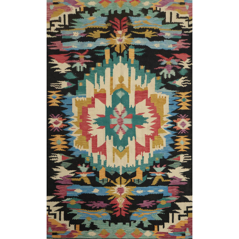 Tapis turc coloré en laine Kilim 6 x 9