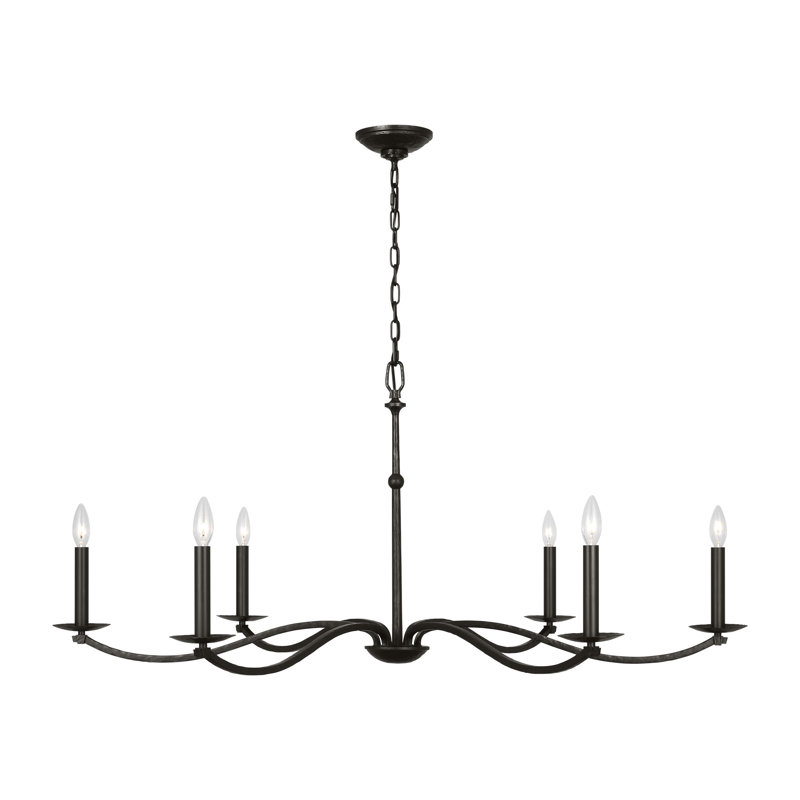 Chapman & Myers Ifiye Dining Room Chandelier In Aged Iron Finish, 6 Lights, 21.25" H x 48" W x 48" D