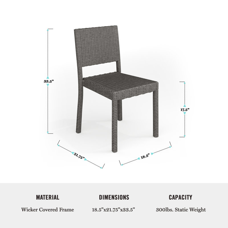 Martha Stewart Bedford Outdoor Rattan Wicker Stackable Side Dining Chairs, Gray