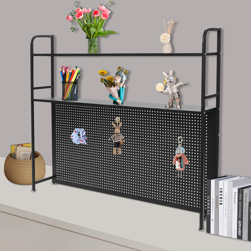 Bibliothèque de bureau à 2 niveaux, Noir, noir, noir, noir