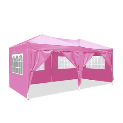 Auvent escamotable 10 pi x 20 pi avec 6 parois latérales amovibles - Abri imperméable et résistant aux rayons UV pour les mariages, les fêtes, le camping et les événements - Installation facile et portable