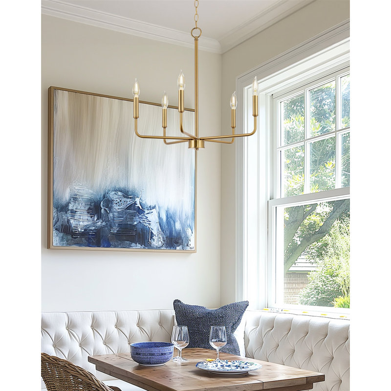 Orkanger 5 - Light Steel Dimmable Chandelier, Warm Brass