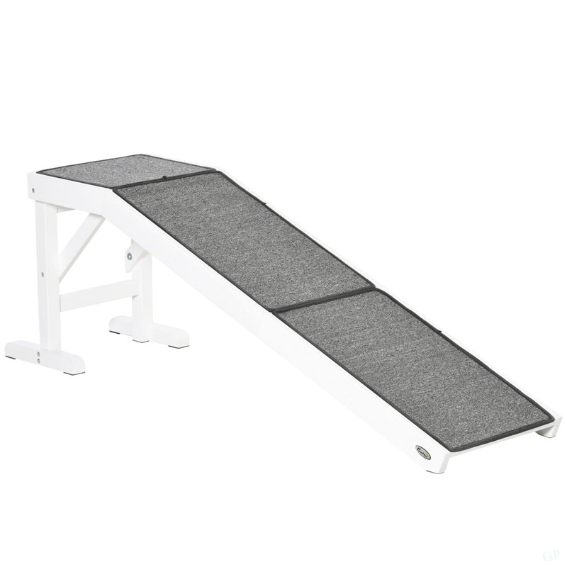 Rampe pour chien Pawhut pour lit, rampe pour chien avec tapis antidérapant et plateforme supérieure, blanc
