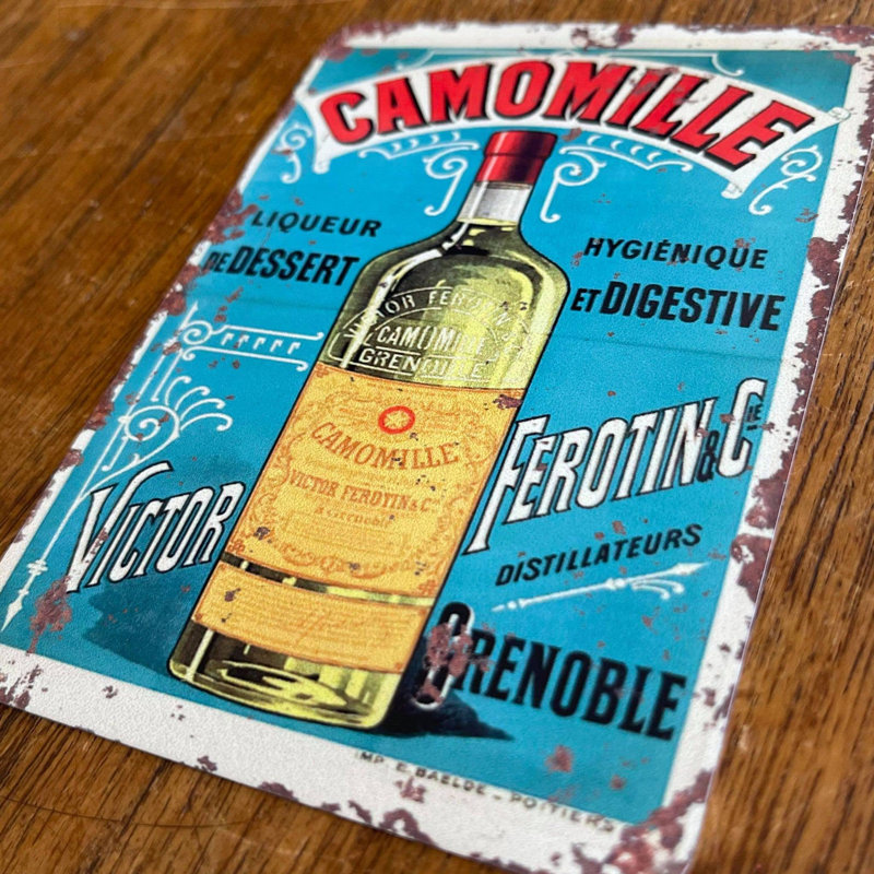 Camomille Liqueur Victor Drink Bottle - No Frame Print on Metal, 20cm H x 25cm W