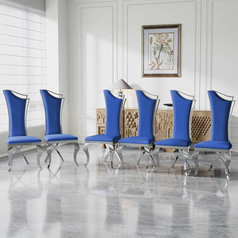 Chaise d'appoint à dossier solide, 6, Bleu