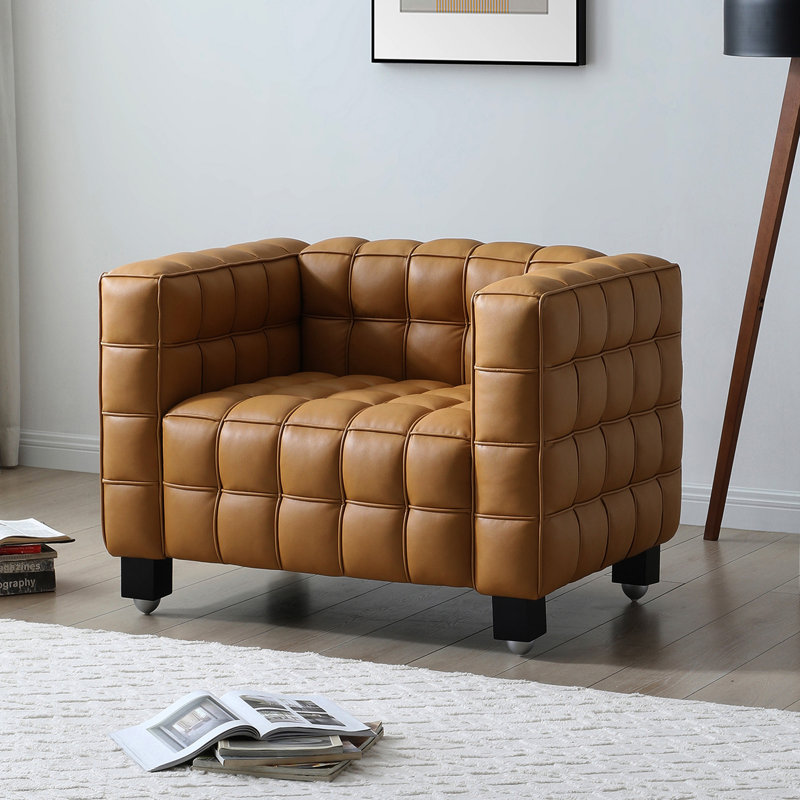 Fauteuil luxueux en cuir Vegan Latitude Run®, Cuir brun