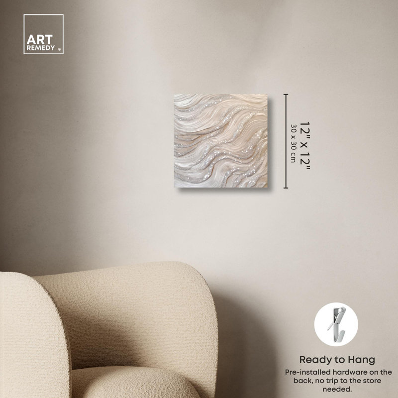 Silver Waves Abstract 12" x 12" Canvas Art