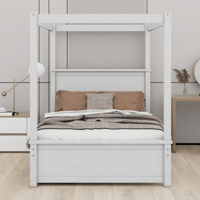 Wood Canopy Bed With Two Drawers