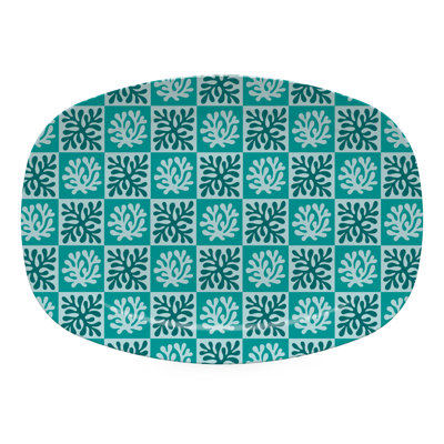 Plateau corail à carreaux