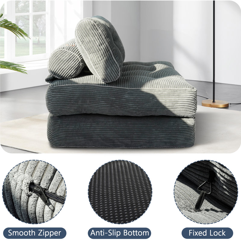 Boneless Sofa Bed,Convertible Sleeper Chair For Adults, Folding Sofa Bed Foam Filling Couch With Pillow,Sleeper Chairs Single Size Floor Mattress