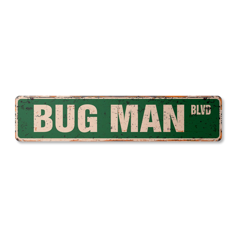 Plaque de rue Bug Man en plastique robuste 4 po x 18 po