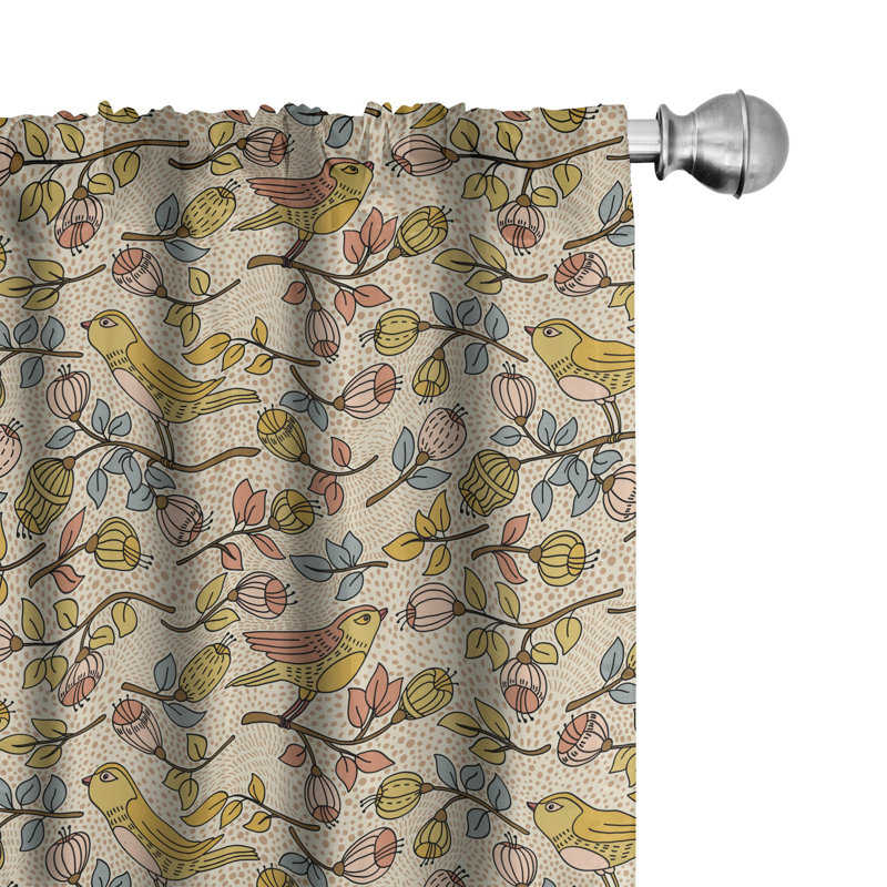Spring Floral Semi-Sheer Rod Pocket Sliding Panel, 28" x 63"
