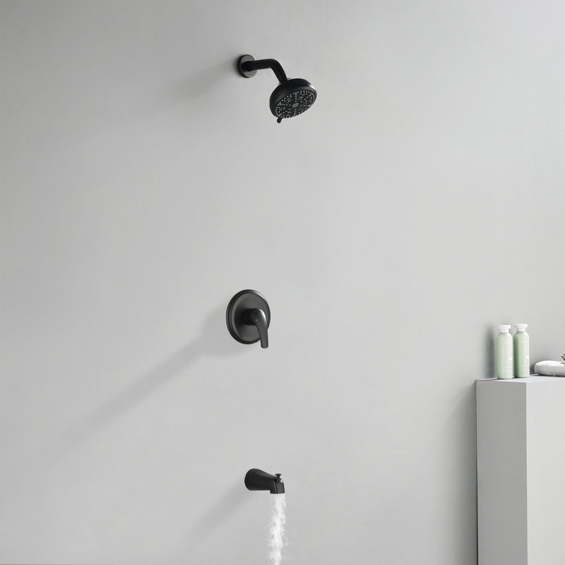 Tub & Shower Faucet with Rough in-Valve, Matte Black
