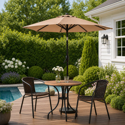 Parasol de marché hexagonal de 7,5 pi pour patio, lève-personne à manivelle, inclinaison à 45 degrés à bouton-poussoir, auvent en polyester imperméable avec évent supérieur, abat-jour extérieur pour jardin, patio, piscine, cour, base non inclus