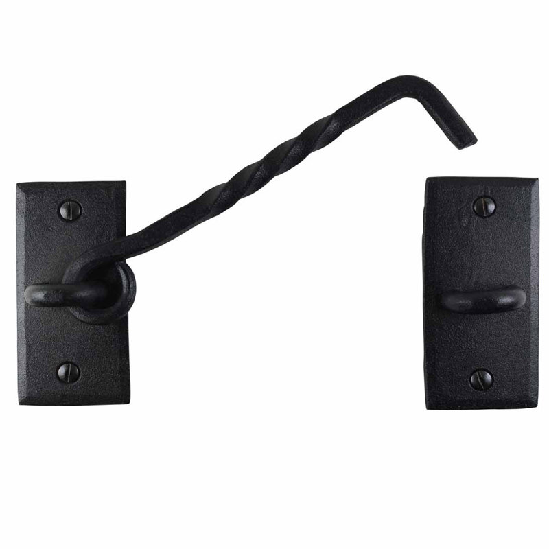 6.5" Black Wrought Iron Hook and Eye Door Latch