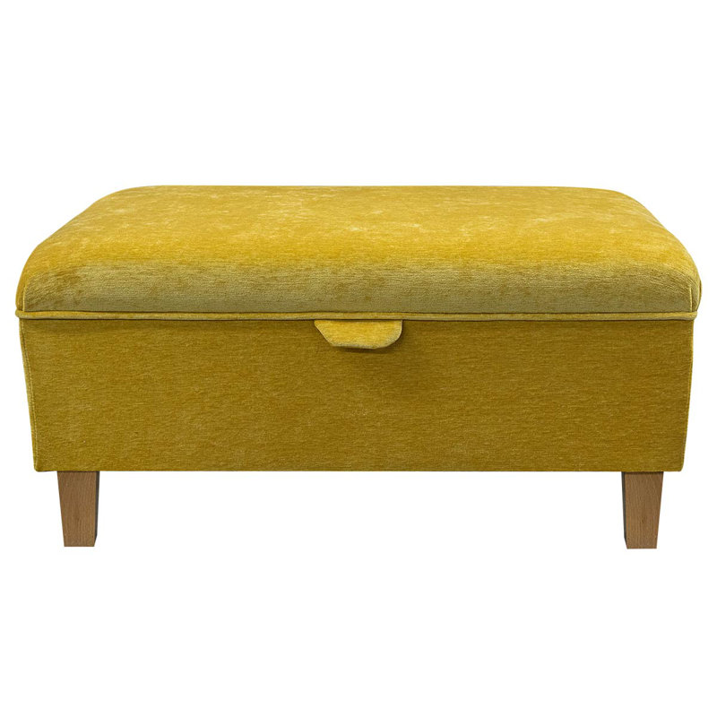 69.85cm Wide Rectangle Solid Colour Footstool Ottoman with Storage, Gold