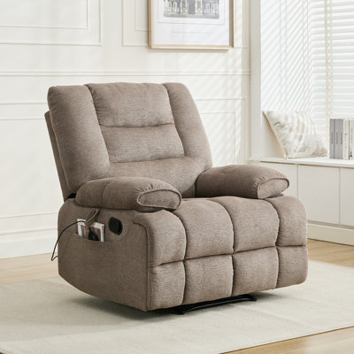 38.9" Wide Upholstered Manual Recliner Chair With Vibration And Heating by Ebern Designs