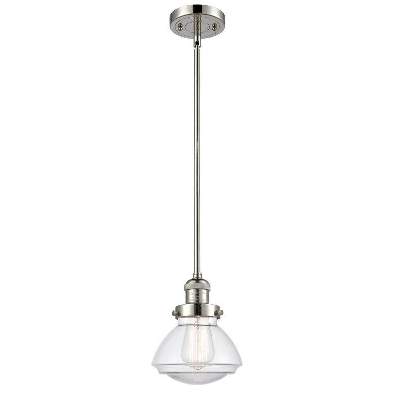 Luminaire suspendu simple à 1 lumière Chesterville, Ampoule DEL 6 watts Vinage, Transparent, Nickel poli