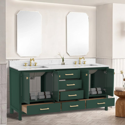 Meuble-lavabo spacieux en bois massif avec double lavabo moderne