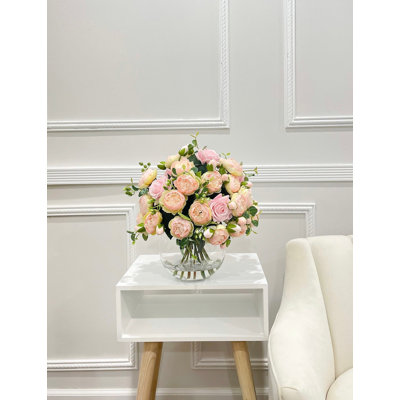 Très grand centre de table pivoine rose - arrangement en soie moderne