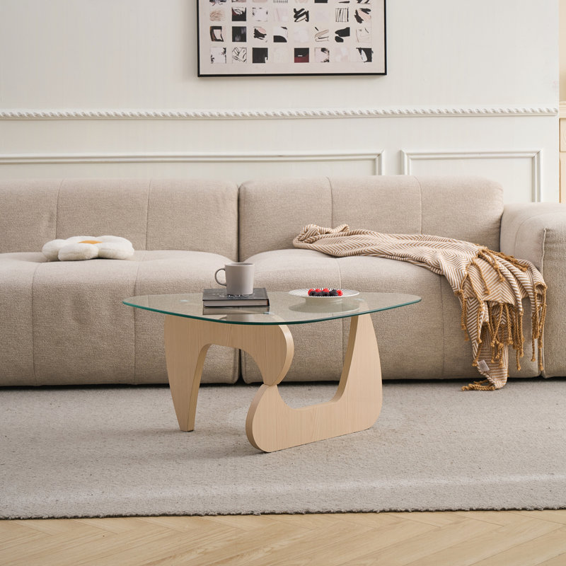 Petite table basse en verre, H 15,74 po x L 43,3 po x l 29,52 po, Naturel, Transparent