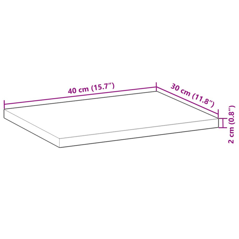 Floating Shelf, 2cm H x 40cm W x 30cm D