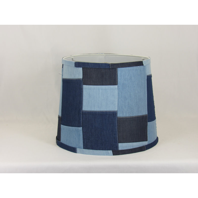 Abat-jour tambour en coton Blue Patch, H 10 po x l 12 po x P 12 po
