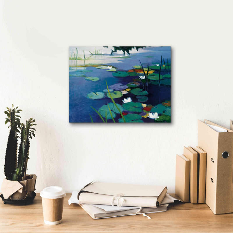 Nymphéas par Tadashi Asoma - peinture sur toile tendue, H 12 po x l 16 po
