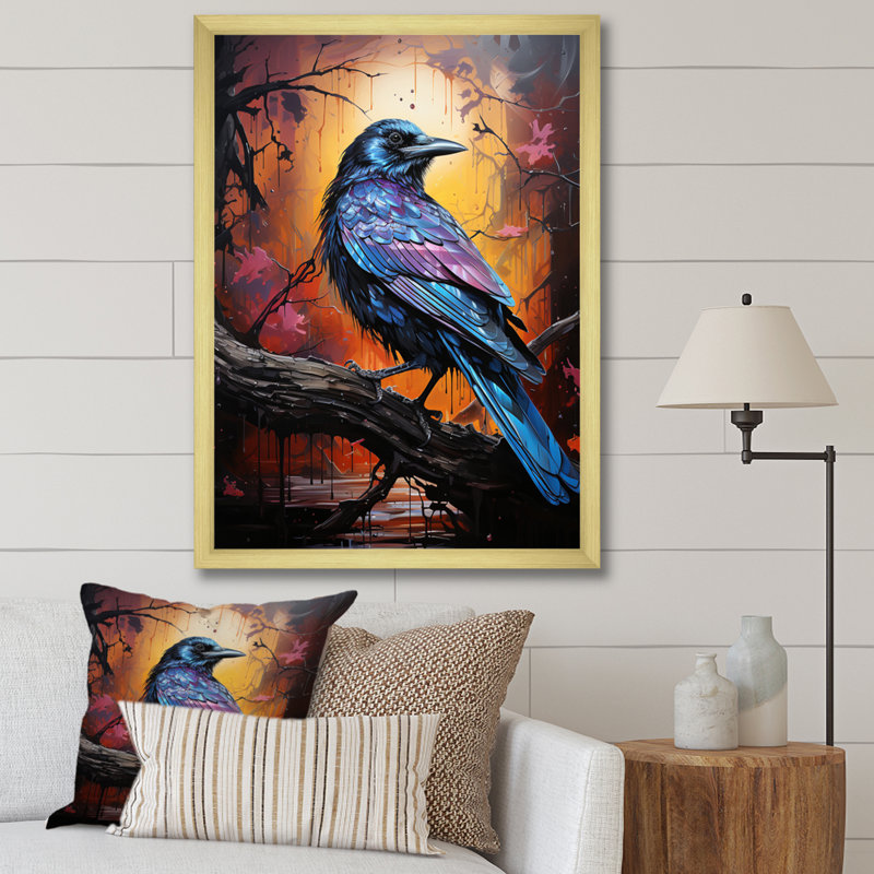 «Javonda Animal Obsidian Raven Drips I», reproduction sur toile, H 32 po x l 24 po x P 1 po, Toile avec cadre photo doré