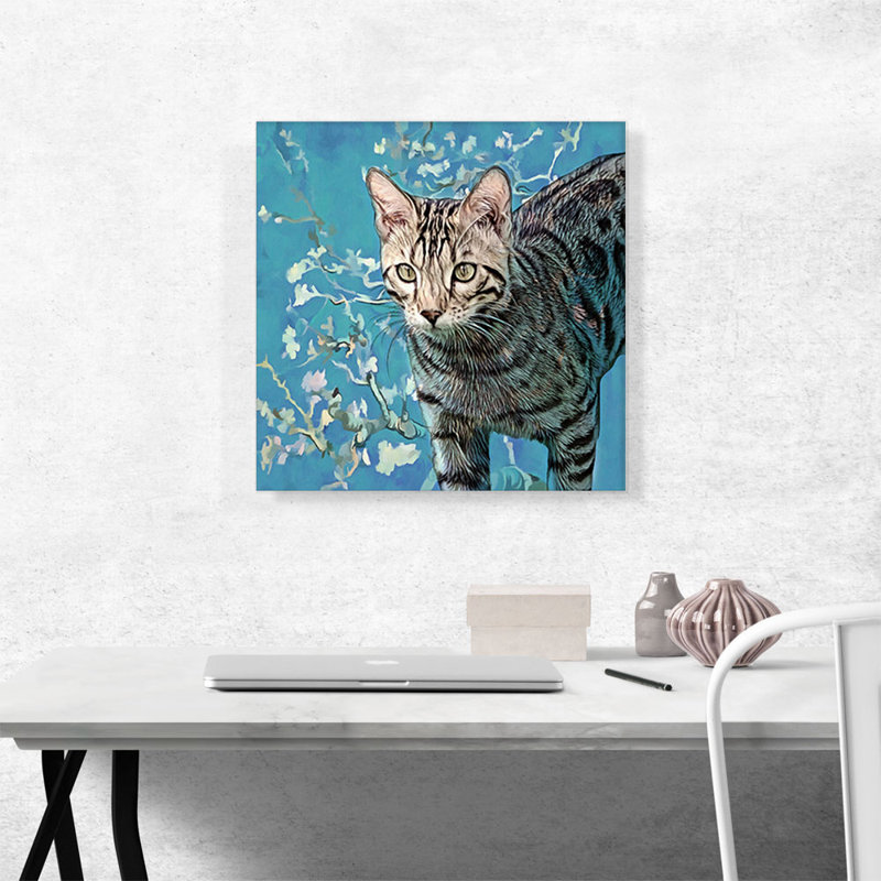 Savannah Cat Breed - Sarcelle, reproduction d'art sur toile tendue, H 18 po x l 18 po x 1,5 po