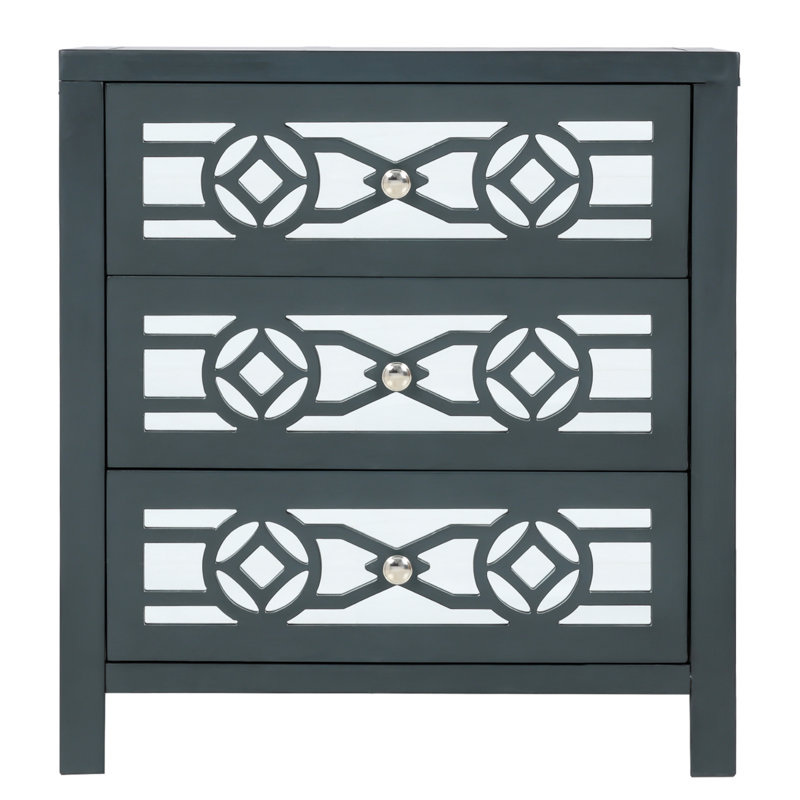 Armoire d'appoint en bois massif Ajiah, Bleu marine antique