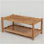 Table basse moderne à 2 niveaux pour meubles de salon, table centrale rectangulaire avec tablette de rangement ouverte, pieds en bois d'hévéa, stable et facile à assembler