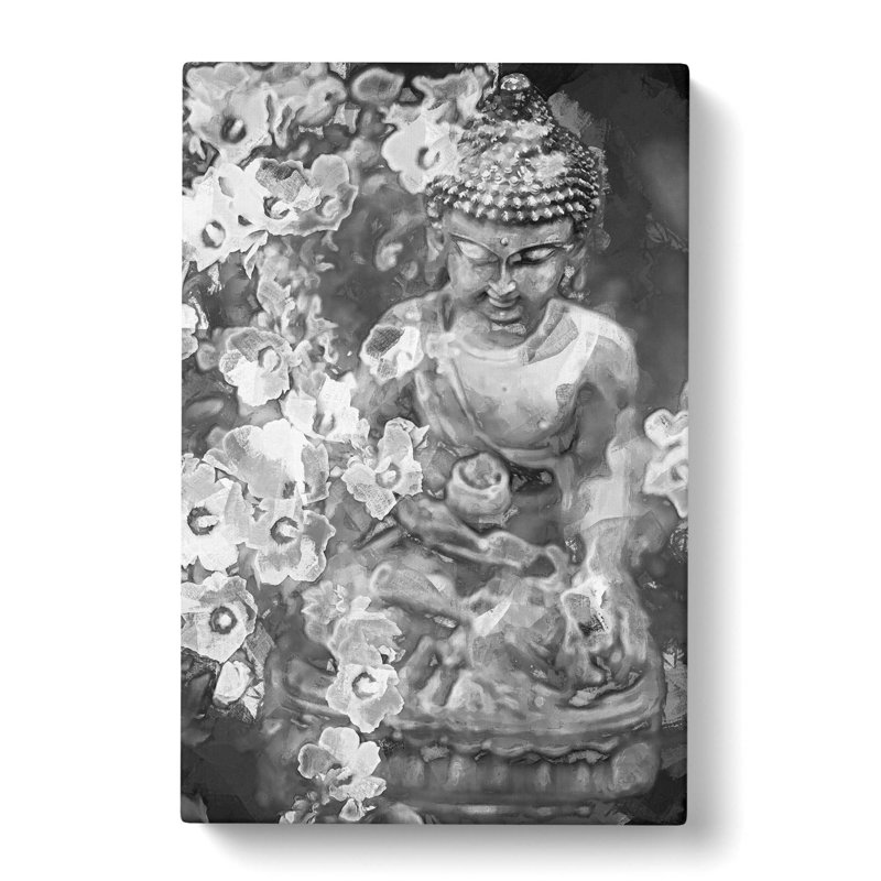 Buddha Surrounded in Abstract - Wrapped Canvas Graphic Art Print, 50cm H x 35cm W x 3cm D