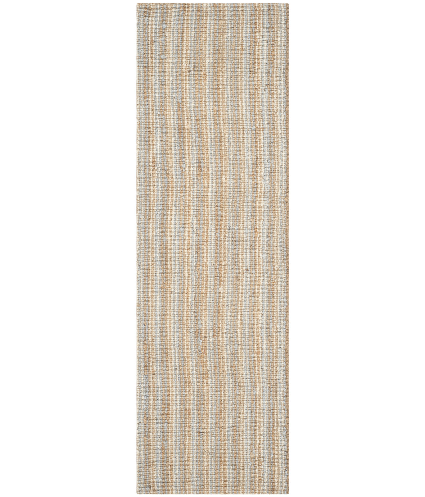 Alda Gray Natural Hand-Woven Striped Jute Rug, Runner 2'6" x 6'